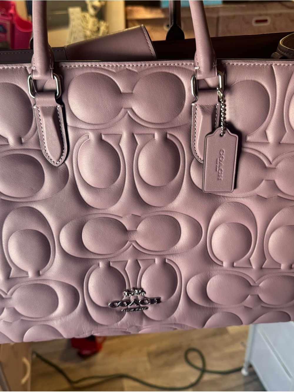 Coach Pink Embossed Leather Tote